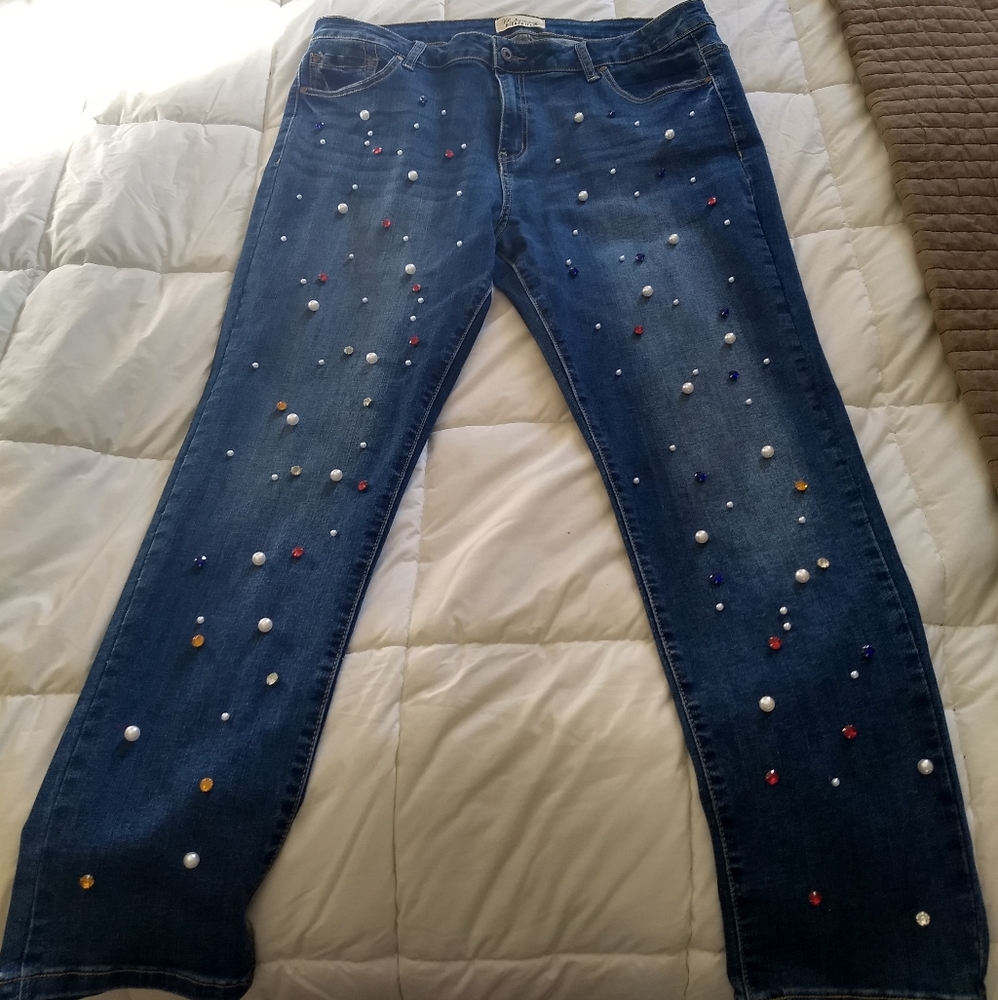 Plus Size Beaded Jeans
